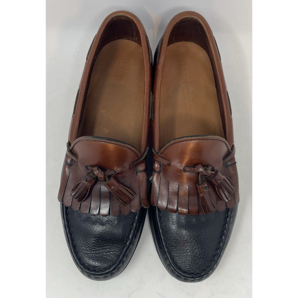 ALLEN EDMONDS "Nashua" Black/Brown Leather Loafers Size 9 D Shawl Tassel USA